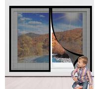 Zanzariera Magnetica Finestra 77 x 130 cm Tenda Zanzariera con Magneti Senza Foratura con Adesivo Forte per Balconi Portefinestre, Nero