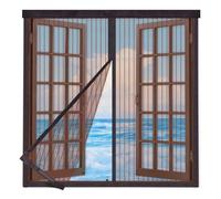 Zanzariera Magnetica Finestra 90x160cm,Zanzariera per Finestra con Resistente Nastro per Montaggio a Strappo,Chiusura Automatica,per Tenere Fuori Insetti, Mosche e Zanzare,Marrone