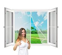 Zanzariera Magnetica Finestra, 95x140 cm Tenda Calamita Zanzariera, Adsorbimento Magnetico Pieghevole Si Chiude da Sola, per Finestre D'Ingresso Finestre Cortili- Bianco H