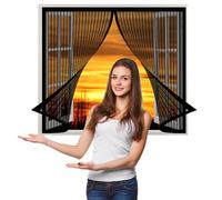 Zanzariera Magnetica Finestra 96 x 166 cm, Zanzariera Magnetica Adesivo, Traspirante Aria Fresca per Porte Finestre Tenda, Nero