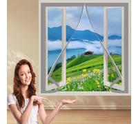 Zanzariera Magnetica Finestra 96 x 85 cm Chiusura Automatica Zanzariere Magnetiche Finestre Con Nastro Autoadesivo Mantenere La Circolazione Dell'Aria Fresca, Grigio