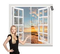 Zanzariera Magnetica Finestra Bianco 95x120cm Chiuso automaticamente Pieghevole Totalmente Magnetica,senza forare per Soggiorno Camera da Letto Balcone
