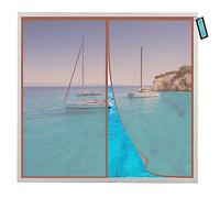 Zanzariera Magnetica Finestra Brown 140x130cm Chiuso automaticamente Pieghevole, Totalmente Magnetica,senza forare per Soggiorno Camera da Letto Balcone