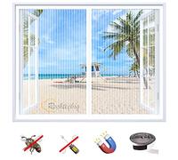 Zanzariera Magnetica Finestra, Magnetica Rete Tenda Anti Zanzare Chiusura Automatica, Tende Zanzariera Autoadesiva, per Finestre Porte- White-A|| 29x55inch(75x140cm)