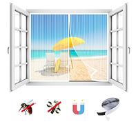 Zanzariera Magnetica Finestra, Traspirante Tenda Zanzariera Magnetica Chiusura Automatica, Facile da Installare, Per Balcone Porta Finestra- White-A|| Width85xHeight125cm