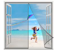 Zanzariera Magnetica Grigio 130x140cm Tenda Magnetica Zanzariera Finestra, Nessun Attrezzo Richiesto, Facile da Installare, mani libere Per Corrido Porta Finestra