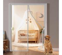 Zanzariera Magnetica Grigio 86x202cm Design Antivento Con Base Appesantita E Magneti Potenti Per Telai in Legno PVC E Metallo