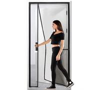 Zanzariera Magnetica in Rete per Portafinestra - 115x240 cm - Chiusura Automatica - con Strisce Adesive e Chiodi da Fissaggio/Tenda Anti-insetti Zanzare per Ingressi Cortili,Nero