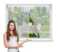 Zanzariera Magnetica per Finestra, 105x140cmTenda Rete Anti Zanzare Chiusura Automatica Tendina Anti Mosche per Finestra Finestre Balcone Soggiorno Terrazza Cantina，Bianco