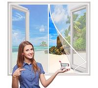 Zanzariera magnetica per Finestra, 125x135 cm antizanzare, ideale per Finestra del balcone, del soggiorno, della terrazza, della cantina, senza praticare fori- Bianco H