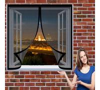 Zanzariera Magnetica per Finestra 126 x 114 cm Tenda Magnetica Zanzariera Circolazione Dell'Aria Naturale Autoadesivo Zanzariera Zanzariere per Finestre per Finestre Schermo, Nero