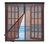 Zanzariera Magnetica per Finestra 135x150cm,Tende Zanzariere con Calamita per Finestre,Zanzariera per Finestra con Resistente Nastro per Montaggio a Strappo,Zanzariera Finestra Apribile,Marrone