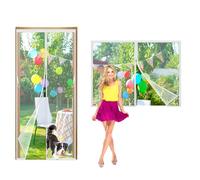 Zanzariera Magnetica per Finestra, 140x170cm Tenda Anti-Zanzara Magnetica Chiusa Automatica, per Porta del Balcone e Porta del Patio Bianco