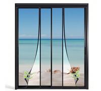 Zanzariera Magnetica per Finestra, 140x250cm Nero Pieghevole Totalmente, per Porte Finestre, Balcone e Soggiorno, Installazione Facile con Nastro Adesivo, Protezione Anti Insetti