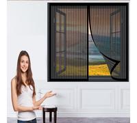 Zanzariera Magnetica per Finestra 96 x 125 cm Zanzariera con Nastro Magico Circolazione Dell'Aria Naturale Autoadesivo Zanzariera Zanzariere per Finestre per Finestre Schermo, Nero