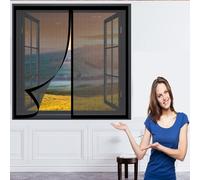 Zanzariera Magnetica per Finestra 98 x 100 cm Finestra Zanzariera Trasparente Senza Foratura Tenda Zanzariera Magnetica Zanzariera Magnetica per Finestre, Nero