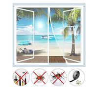 Zanzariera magnetica per finestra, automatica, chiusa, senza forare, per la maggior parte dei tipi di finestre o porta del balcone, 140 x 160 cm, colore: bianco