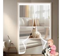 Zanzariera Magnetica per Finestre 105 x 130 cm, Magnetica, Chiusura Automatica, Senza Foratura, Rete Fine, Zanzariera per Porta Anti per Porte, Varie Taglie, Bianco