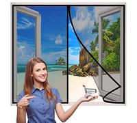 Zanzariera Magnetica per Finestre, 110x110 cm con schermo magnetico con tenda a rete, Magnetic Screen Door, maglia con zanzariera per Finestra- Nero H