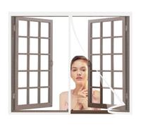 Zanzariera Magnetica per Finestre,110x110cm Rete Versione aggiornata,Tenda Zanzariera,Maglia Fine,Adatto per balconi,cantine,camere da letto e porte scorrevoli Bianco
