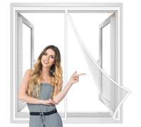Zanzariera Magnetica per Finestre 145x55 cm, Tenda Magnetica, si Chiude da Sola, Senza Praticare Fori Può Essere Accorciata in Lunghezza e in Larghezza Bianco, Rinforzata