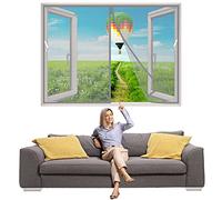 Zanzariera Magnetica per Finestre 65x95 cm con resistente tenda a rete in fibra di, parte superiore resistente allo strappo - Grigio Z