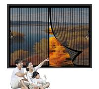 Zanzariera Magnetica per Finestre 77 x 124 cm Si Chiude da Sola, Rete Fine, Chiusura Automatica Zanzariera per Finestra Tetto Personalizzabile per Finestra di Multi Tipi, Nero