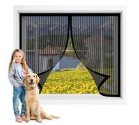 Zanzariera Magnetica per Finestre 93 x 116 cm Zanzariera a Maglie Si Chiude da Sola - Non Accorciabile per Finestre Soggiorno Camera Letto, Nero