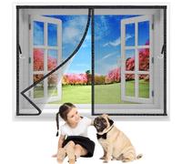 Zanzariera Magnetica per Finestre e Finestre 130x145 cm, Ideale per Balconi, Facile da Installare, Protezione Insetti con Rete Fine, Chiusura Automatica Nero Nuova-Versione