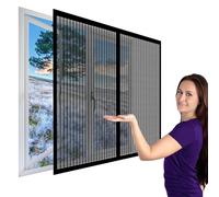 Zanzariera Magnetica per Finestre Piccole 118 x 151 cm Zanzariera Regolabile Fai-Da-Te Installare Senza Fori per Camera da Letto Balcone, Nero