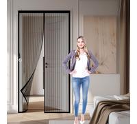 Zanzariera Magnetica per Porta 105 x 135 cm Anti-Zanzare Anti-Mosche, Rete Fine Zanzariere Magnetiche Facile da Installare con Nastro Adesivo per Camera da Letto Balcone, Nero