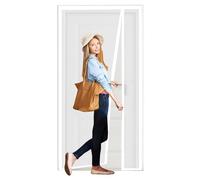 Zanzariera magnetica per porta, 105 x 260 cm, resistente, con forti magneti, tiene lontani gli insetti, facile da installare, colore bianco, perfetta per uso domestico e patio