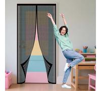 Zanzariera Magnetica per Porta 115 x 203 cm Zanzariere Magnetiche con Adesivo, Facile da Installare per Balcone Soggiorno Camera da Letto, Nero