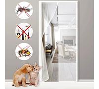 Zanzariera magnetica per porta, 130 x 230 cm, facile da installare, senza trapano, zanzariera per casa e camper, mantiene l'aria fresca dentro e gli insetti fuori, colore bianco e adatto agli animali