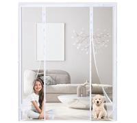 Zanzariera magnetica per porta, 145 x 185 cm, bianca, protezione dagli insetti per patio e balcone, facile da installare, rete resistente, tiene lontani gli insetti, ideale per uso domestico