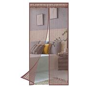 Zanzariera magnetica per porta, 150 x 190 cm, 4 cm di larghezza, con bordo in pizzo marrone, facile da installare con gancio e anello a telaio intero, porte con magneti, adatta per animali domestici e