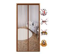 Zanzariera magnetica per porta, 175,3 x 259,1 cm, resistente, con guarnizione automatica, installazione senza fori, per soggiorno, camera dei bambini, balcone, marrone a prova di insetti e insetti