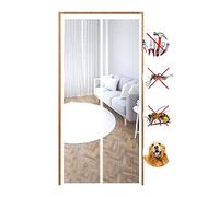 Zanzariera magnetica per porta, 230 x 235 cm, facile da installare, senza foratura, con guarnizione automatica, anti-zanzare, per patio, balcone e cantina, colore: bianco