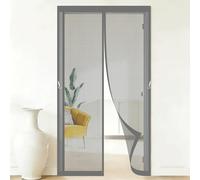 Zanzariera Magnetica per Porta 50 x 200 cm con Nastri Autoadesivi e Puntine, Chiusura Automatica Zanzariera con Magneti per Porte per Porta Finestra Balcone Soggiorno, Grigio