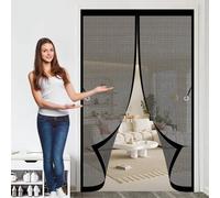 Zanzariera Magnetica per Porta 77 x 180 cm, Magnetica, Chiusura Automatica, Senza Foratura, Rete Fine, Zanzariera per Porta Piccola per Finestra Balcone, Nero