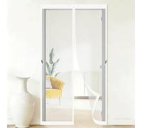 Zanzariera Magnetica per Porta 80 x 150 cm con Nastri Autoadesivi e Puntine, Chiusura Automatica Zanzariera con Magneti per Porte per Porta Finestra Balcone Soggiorno, Bianco
