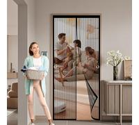 Zanzariera Magnetica per Porta 82 x 114 cm Anti-Zanzare Anti-Mosche, Rete Fine Tenda Magnetica Facile da Installare con Nastro Adesivo per Soggiorno Camera da Letto, Nero