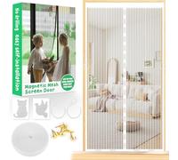 Zanzariera magnetica per porta, 90 x 210 cm, resistente, con potenti magneti e nastro magico a telaio completo, tenda divisoria a rete per tenere lontani gli insetti senza forare, adatta a animali