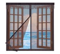 Zanzariera Magnetica per Porta Finestre 130x140cm,Rete Tenda Anti Zanzare Insetti Auto Chiusura,Zanzariera per Finestra con Magneti,per Tenere Fuori Insetti, Mosche e Zanzare,Marrone