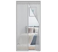 Zanzariera magnetica per porta, resistente, tiene lontani gli insetti, adatto a animali domestici e bambini, con fibbia fissa bilaterale, 145 x 245 cm, 4 cm di larghezza, bordo in pizzo (grigio)