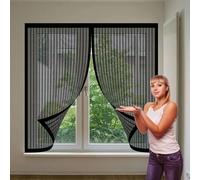 Zanzariera Magnetica per Porte 100 x 115 cm Anti Zanzare Insetti, Chiusura Magnetica Automatica, Protezione Completa Tenda Anti Mosche per Finestra Balcone Soggiorno, Nero