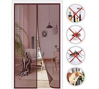 Zanzariera Magnetica per Porte,100x235cm (39.37x92.51in) Rete Super Resistente,Magnetica Chiusura Automatica,Mantiene Gli Insetti Fuori e Permette l'aria Fresca di Entrare -Marrone-a