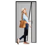 Zanzariera Magnetica per Porte, 95x220cm Tenda in Rete Resistente con Magneti, Gancio ed Anello per Telaio Completo, Parte Superiore Rinforzata Antistrappo, Nero
