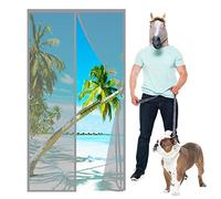 Zanzariera Magnetica per Porte Finestra, 180 x 225 cm Adsorbimento Magnetico Pieghevole Rete, Rete Fine, si Chiude da Sola,Facile Da Installare per Balcone Soggiorno Patio, Grigio