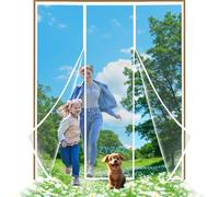 Zanzariera Magnetica per Porte Finestra, 200x240cm Bianco Destra e Sinistra Doppia apertura porta Upgrade Zanzariera Porta, Zanzariere Magnetiche per Porte Finestre, Porta Ingresso, Balconi